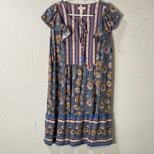 Matilda Jane Blue and Rust Striped Floral Dress
